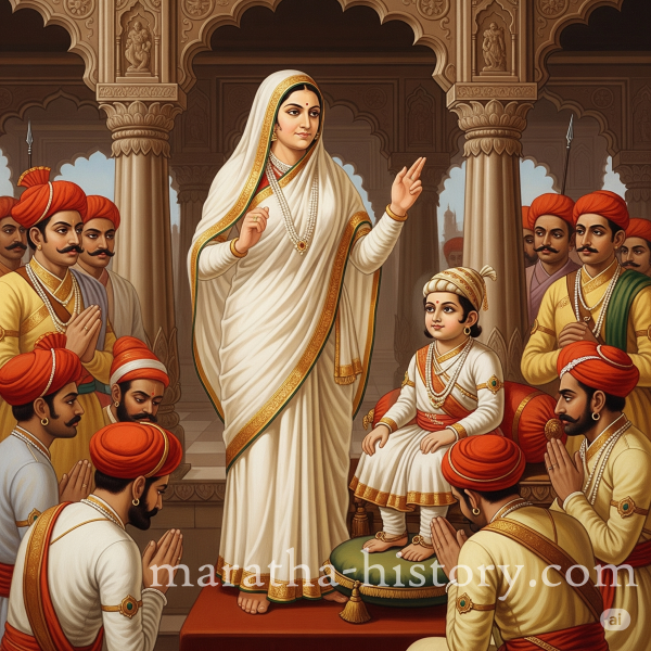 Death of Chhatrapati Rajaram, Regent queen Tarabai proclaimed her infant son Shivaji as Chhatrapati