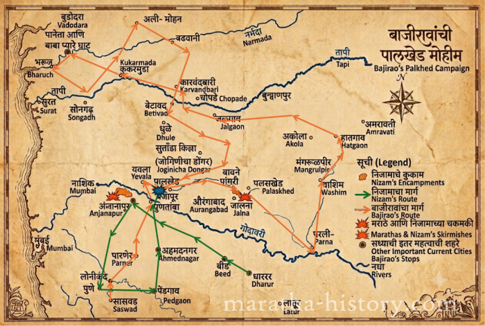 Battle of Palkhed Nizam defeated by Peshwa Bajirao I