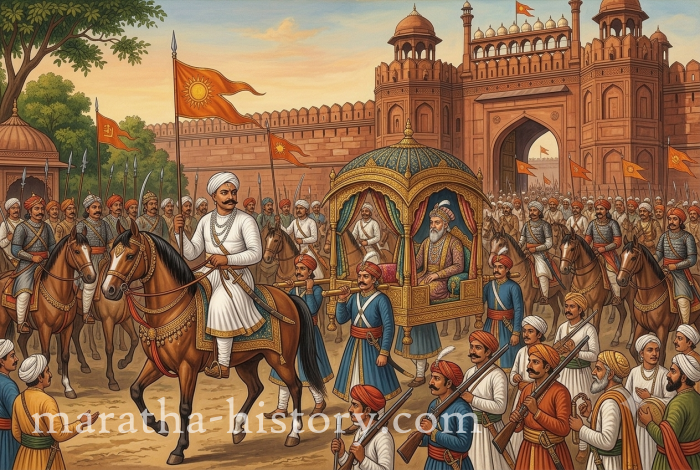 Maratha Resurrection Emperor Shah Alam II retuned from Allahabad to Delhi with Mahadji Shinde as escort 